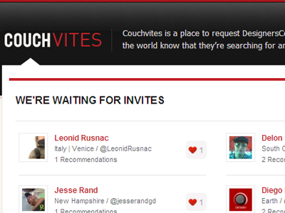 CouchVites app design invite people recommend