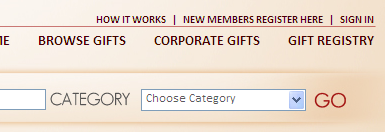 Gift Store Navigation menu navigation search ui