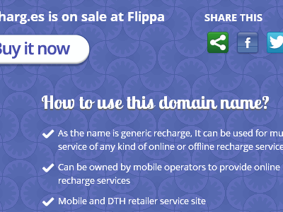 Recharg.Es And Twibuy.Com Etc On Sale At Flippa awesome blue design domain font landing list name pattern sale social