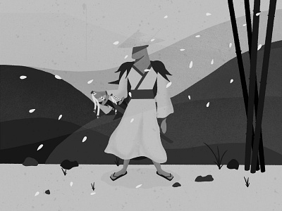 The Ghost artist design digital illustration digital painting digitalart fun greyscale illustration illustrator japan kurosawa minimalism procreate samurai true grit texture supply