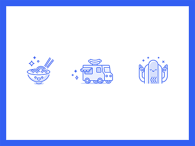 Feastit Icons blu bowl cute food hotdog icons line outline truck