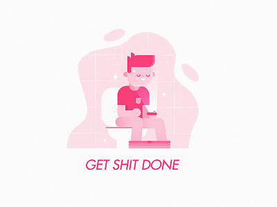 Get Shit Done boy browsing cute illustration phone quote toilet