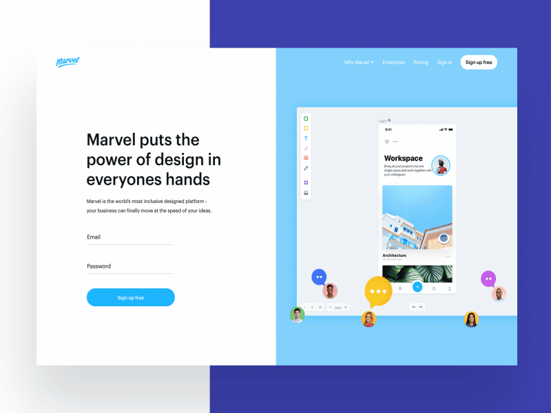 Marvel Redesign - Homepage animation design features handoff homepage landing page tool