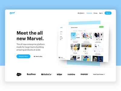 Marvel 3 design tool enterprise landing landing page marvelapp prototyping user testing