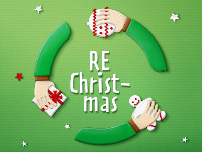 ReChristmas christmas green hands paper recycle