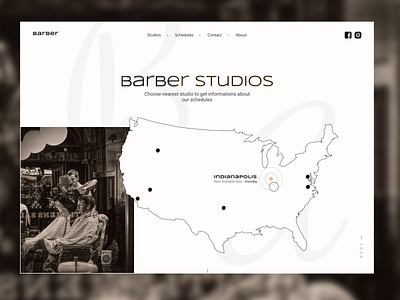 Barber Studios barber barbershop beige design ui ux vintage web website