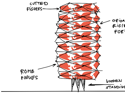 concept sketch of the origami lampion