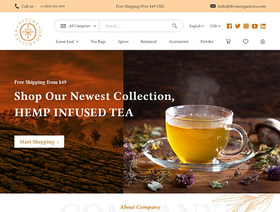 Organic Tea Website Design branding organicteawebsite tea template web websitedesign webtemplate