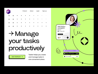 Task Management Landing Page Design affordable office services branding design ui ux web