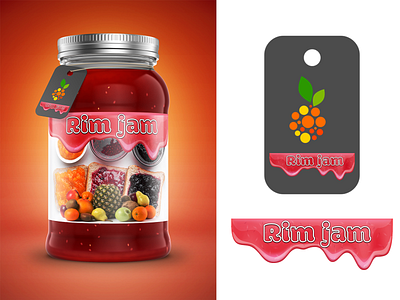 Logo With Labelling - Rim Jam 3d art branding design fruit logo fruits icon illustration jam jar logotype photography rk photography tag design typography ui vector