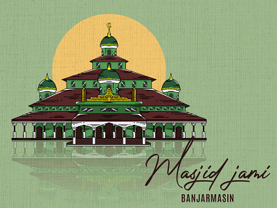 Masjid Jami Banjarmasin banjarmasin building design design art illustration indonesia indonesia designer line art line drawing line illustration