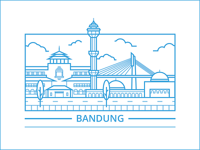 home bandung illustration indonesia landmark line art