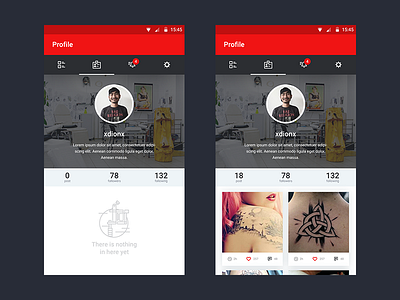 Profile design empty state material material design profile ui ux