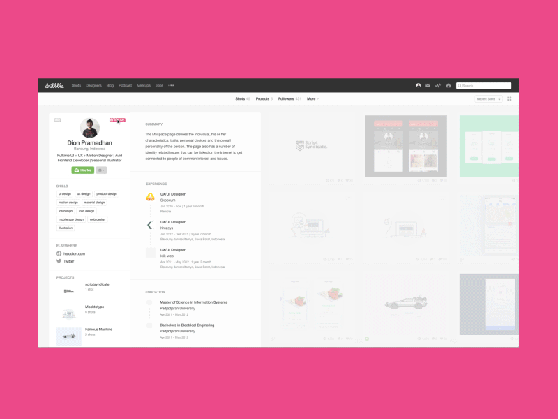 Dribbble "New" Feature 2 animation dribbble gif resume slide transition