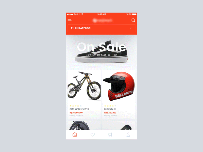 MarketPlace UI Prototyping card ecommerce gif ios list orange origami principle product shop shopping store