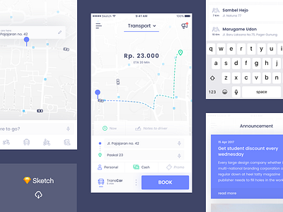 [Freebie] Online Transport UI free freebie goodies ios online sketch transport ui ui design