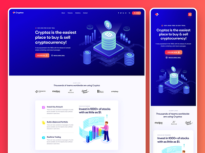 Cryptoz Mobile & Web Landing Page Template