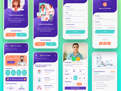 Frolic Medical Mobile App UI Kit branding design doctor app healthcare app illustration logo medical app medical mobile app minimal mobile app typography ui ui kit ux vector