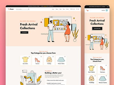 Shopiz- Ecommerce Landing Page Template branding design ecommerce fashion flat illustration landing page logo minimal mobile app typography ui ux vector web design