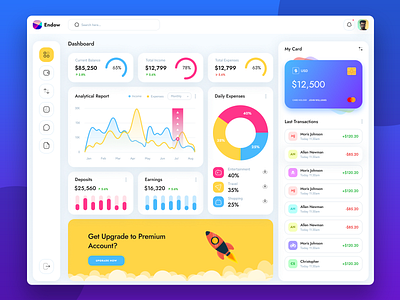 Endow - Dashboard UI Kit app branding dashboard design endow dashboard illustration logo minimal typography ui ui kit ux vector web app