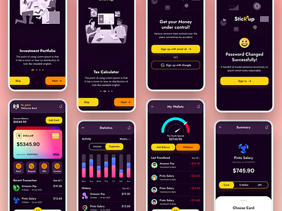 Stick UP Finance Mobile App UI Kit app branding design exchange app illustration logo minimal mobile app share market stock app typography ui ui design ux vector