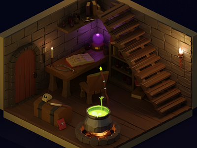 Witch lair 3d 3d art art blender blender 3d blender3dart fantasy fantasyart illustration magic smooth witch