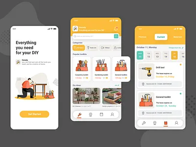 Toolkits Rental App app illustration application diy diy app esignflows 2021 rental app toolkits rental toolkits rental app ui design user interface ux design