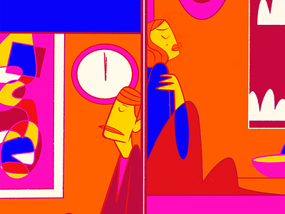 Waiting at home at home character color color palette colorful covid covid19 design drawing illustration lockdown magazine illustration staying home time tired waiting