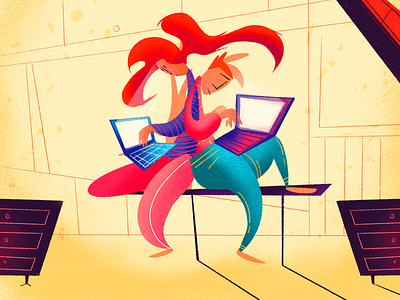 Working From Home Covid 19 character color colorful covid covid19 design designer drawing drawtobhappy illustration illustrator magazine illustration procreate art procreate artist staying at home studiofeliz working from home