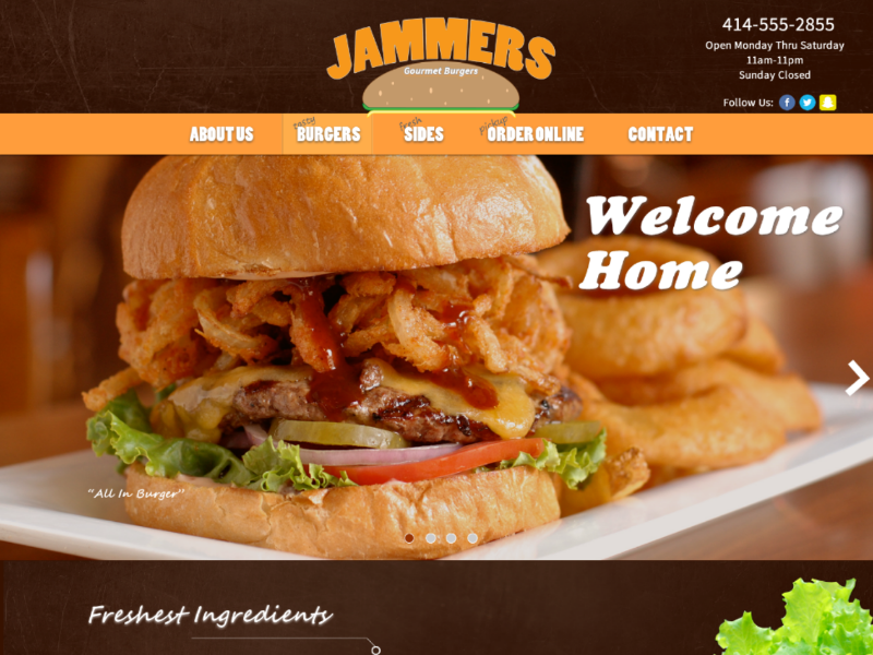 Jammers Burgers navbar eat food restaurant inspiration webdesigner webdesign logo burgers homepage uxdesign ui ux