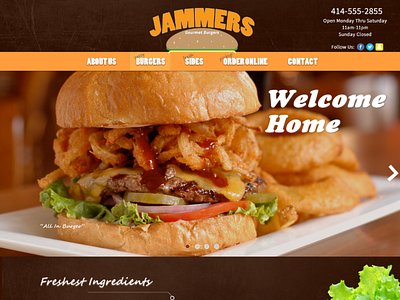 Jammers Burgers burgers eat food homepage inspiration logo navbar restaurant ui ux uxdesign webdesign webdesigner
