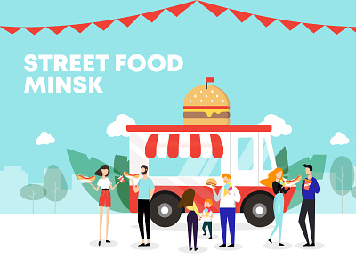 Illustration for the "Street food Minsk" festival app design fashion flat food illustration icon illustration poster ui vector web