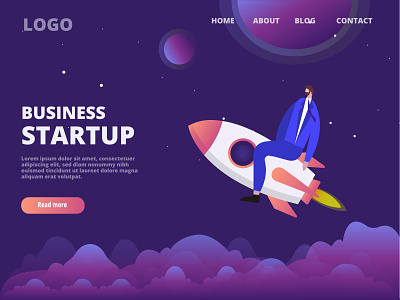Business startup illustration landing page branding business caracter flat illustration landing page logo space ui ux web