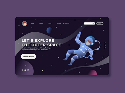 Explore The Outer Space astronaut daily illustration exploration flat design futuristic galaxy illustration imagination inkscape landing page space vector web design