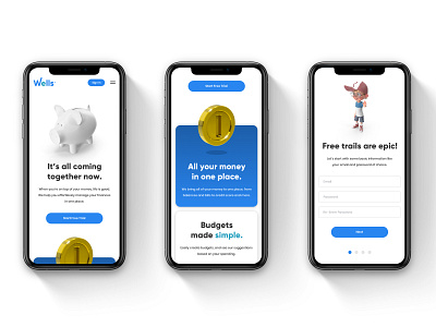 Wells Financial User Interface app branding design illustration illustrator type ui ux web website