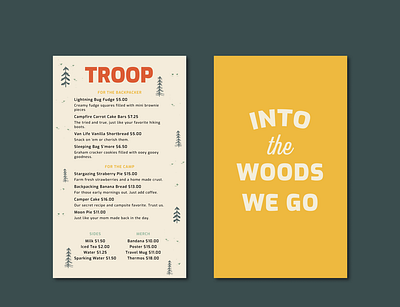 Menu concept for TROOP brand identity branding design menu menu design print retro vintage