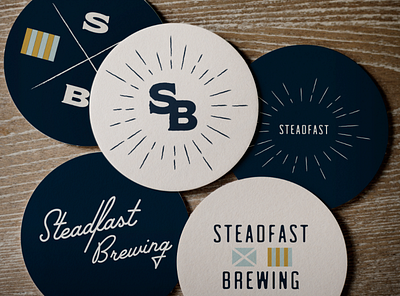 Steadfast Brewing Coaster Design badge design branding design illustration minimal nautical neutral procreate procreate art typography