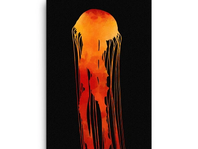 Yellow Jellyfish Canvas Print abstract art animal art branding design digital painting graphic art graphic design illustration jellyfish minimalistic ocean orange photoshop sea creature yellow