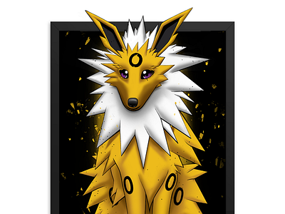 Wolteon digital painting jolteon photoshop pokemon wolf yellow