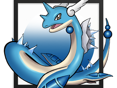 Megadrag Lapair blue digital painting dragon illustration lapras photoshop pokemon