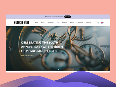 Hero Section: Europa star Homepage Redesign article page carousal design hero section homepage image gallery navigation bar redesign page slideshow web design website