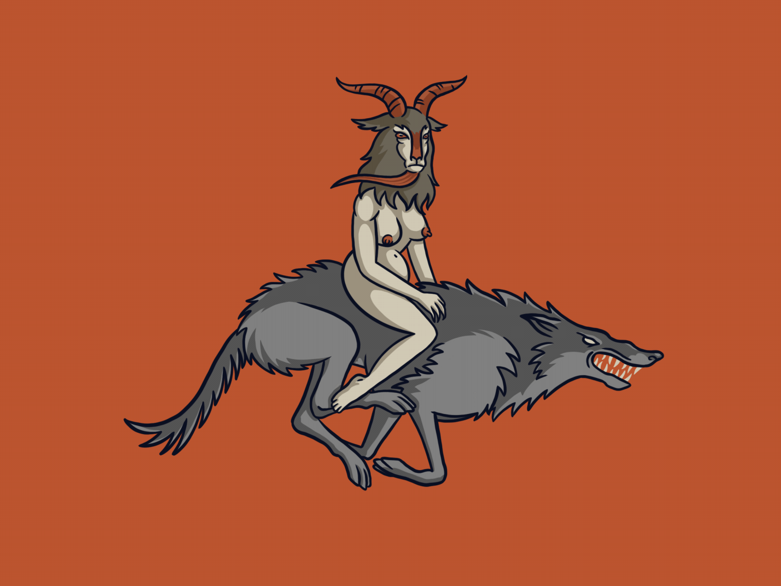 Collaboration "Hellow Monsters"-Mor til trollskogen collaboration goat halloween illustration monster wolf