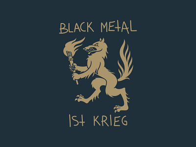 BMIK blackmeal flame illustraion krieg print t shirt torchlight vector wolf