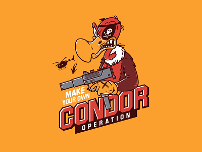 Condor operation angry cartoon condor illustration uzi vector