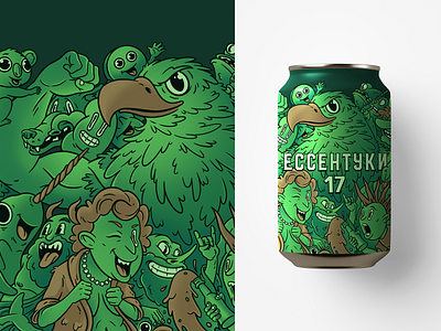 "Essentuki-17" mineral water concept art can characters eagle granny green illustration man punk wolf