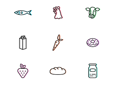 Food lineal icons