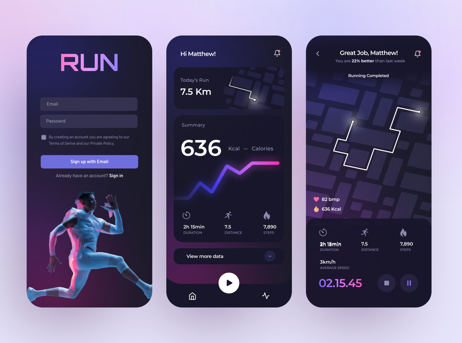 Running Tracker App by Parina on Dribbble