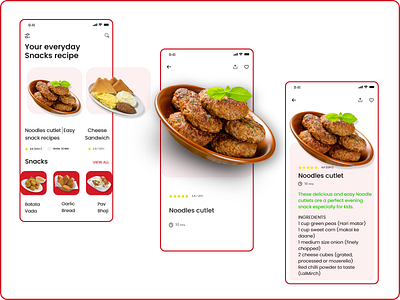 Snacks Recipes App app design ui ux