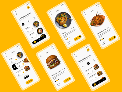 Fast Food App Mobile app design food app mobile app ui uidesign uiux ux uxdesign yellow