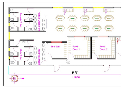 food court plan with furniture